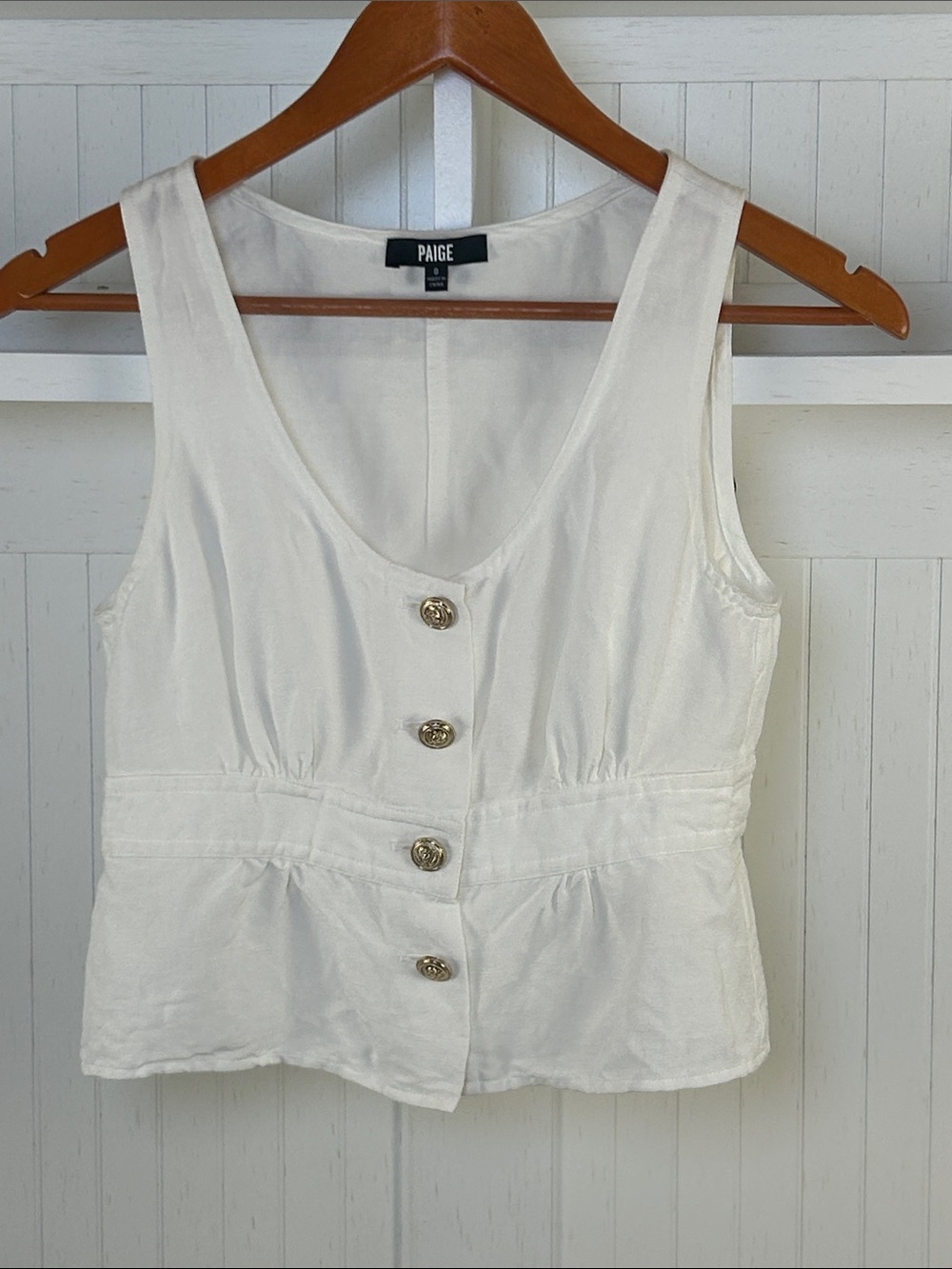 PAIGE Caine Linen Blend Peplum Tank Top White Size 0